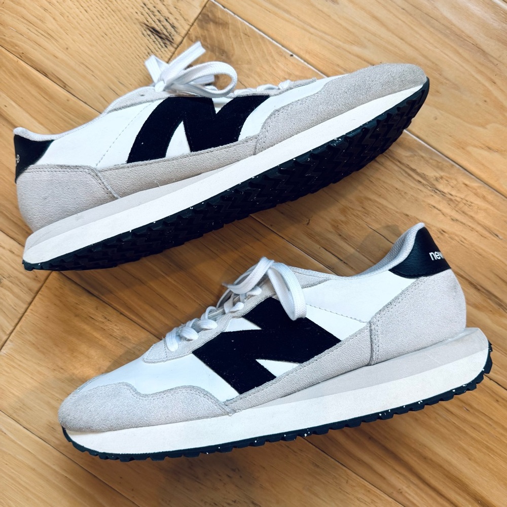 New Balance 237 men’s sneakers white leather & black size 11
